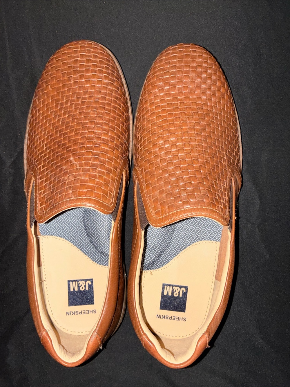 Men's Woven Slip-On Loafers in Cognac Brown